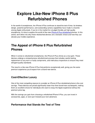 Explore Like-New iPhone 8 Plus Refurbished Phones