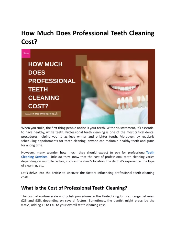how much does professional teeth cleaning cost