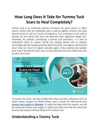 How Long Does It Take for Tummy Tuck Scars to Heal Completely
