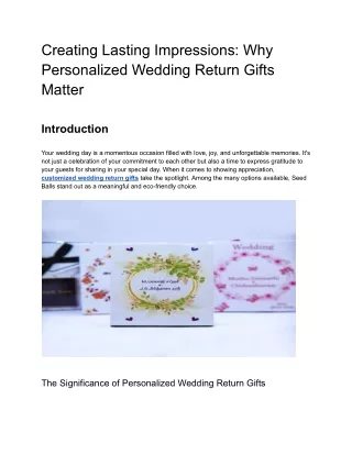 Why Personalized Wedding Return Gifts Matter