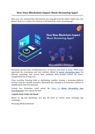 how does blockchain impact music streaming apps