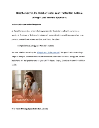 Allergy & Asthma Clinic | Apex Allergy and Asthma