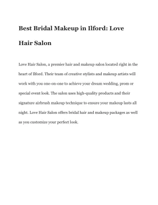 Love Hair Salon: Bridal Makeup in Ilford by Expert Hair & Makeup Artists 