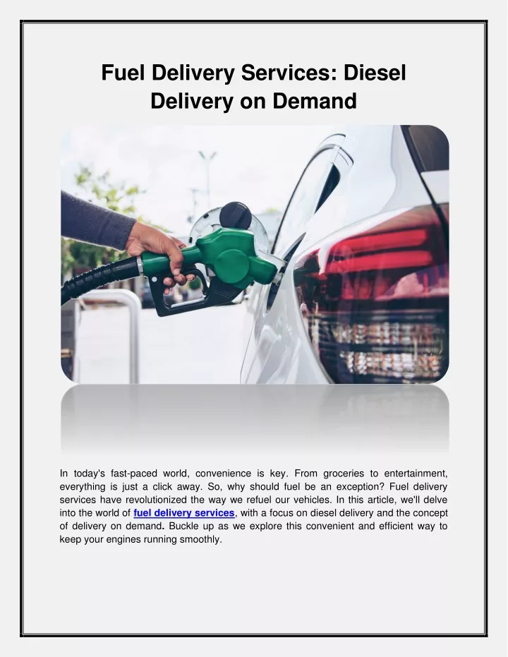 fuel delivery services diesel delivery on demand