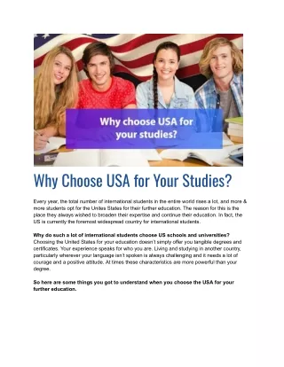 Why study in USA is beneficial? Reasons & significances