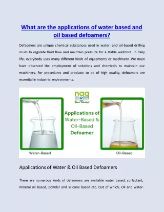 Applications of Water Based and Oil Based Defoamers
