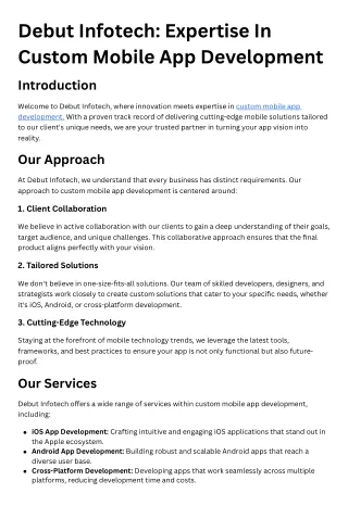 Debut Infotech Expertise in Custom Mobile App Development!
