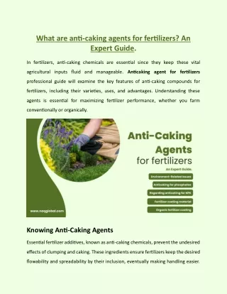 Anti-caking Agents for Fertilizers: An Expert Guide