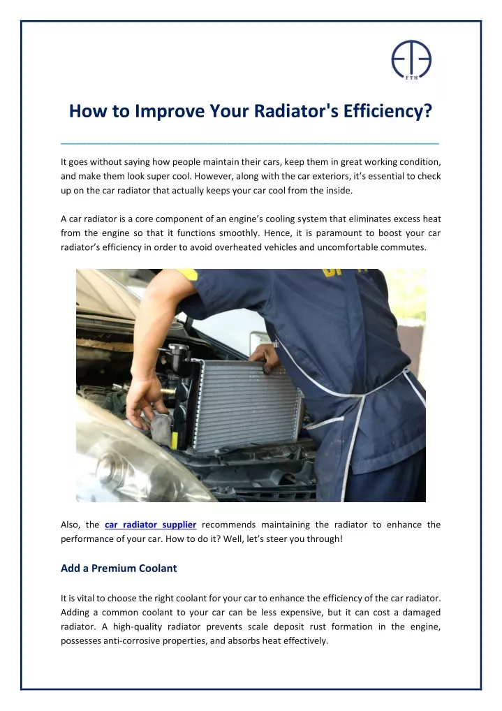 how to improve your radiator s efficiency
