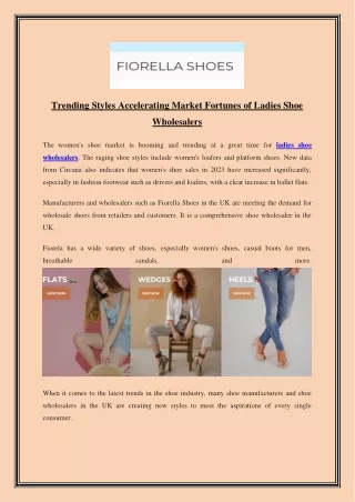 Trending Styles Accelerating Market Fortunes of Ladies Shoe Wholesalers