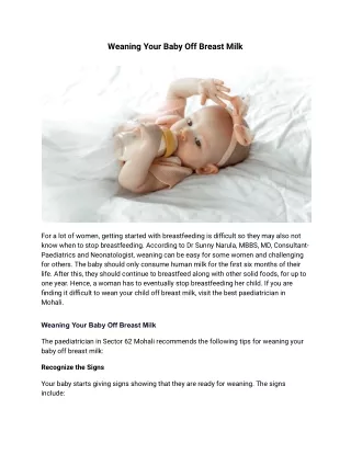 Weaning Your Baby Off Breast Milk