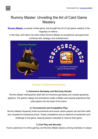 Rummy Master ( Online Gambling Game )