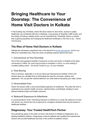 Bringing Healthcare to Your Doorstep_ The Convenience of Home Visit Doctors in Kolkata