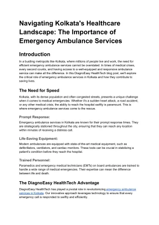 Navigating Kolkata's Healthcare Landscape_ The Importance of Emergency Ambulance Services