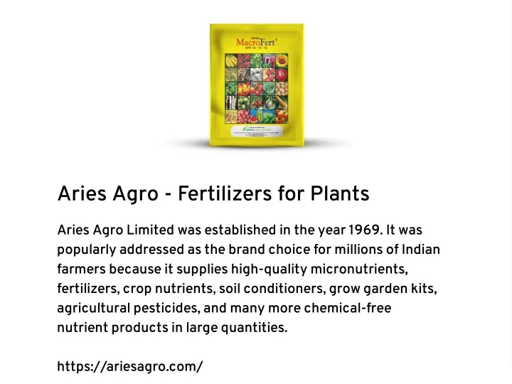 aries agro fertilizers for plants