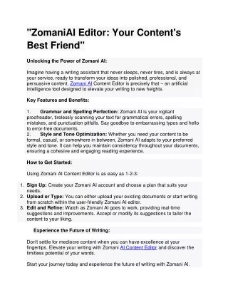 ZomaniAI Editor Your Content's Best Friend