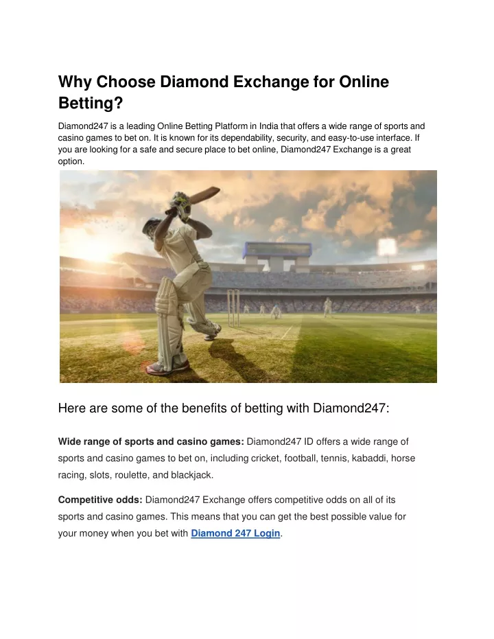 why choose diamond exchange for online betting