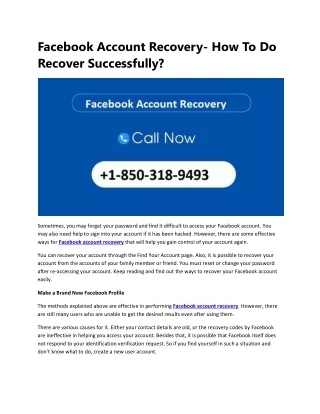 Facebook Account Recovery- How To Do Recover Successfully?