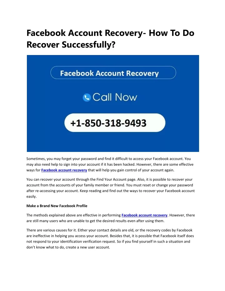facebook account recovery how to do recover