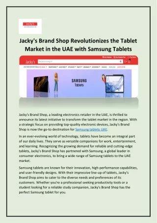 Samsung Tablets UAE - Jackys Brand Shop