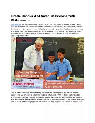 Create Happier And Safer Classrooms With Shikshaantar