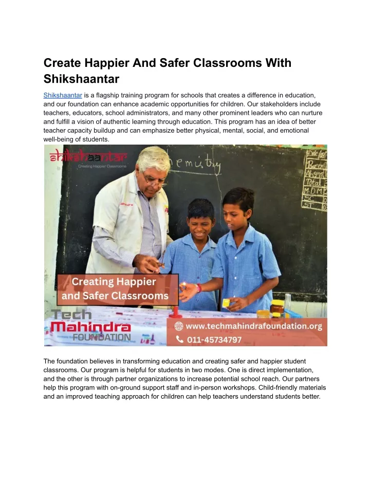 create happier and safer classrooms with