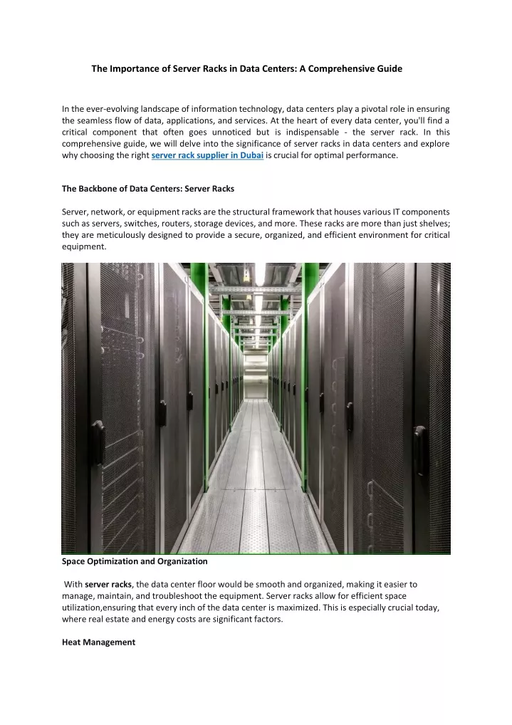 the importance of server racks in data centers