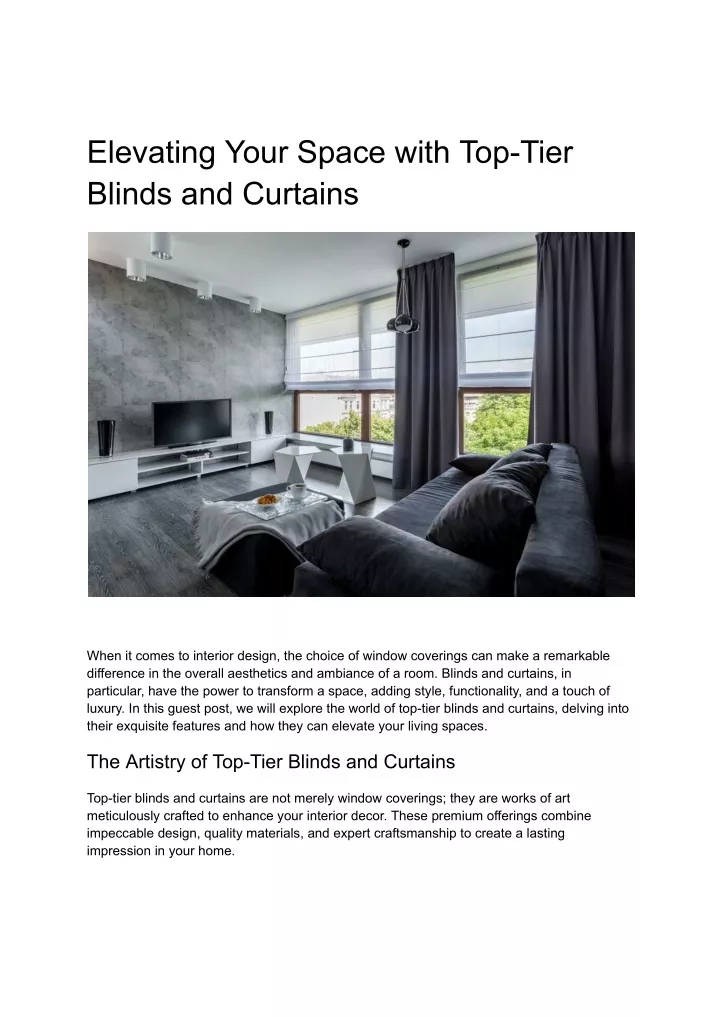 elevating your space with top tier blinds