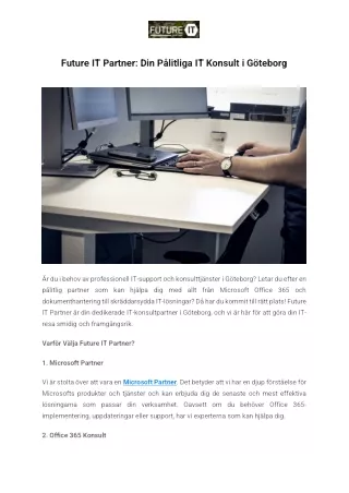Future IT Partner: Din Pålitliga IT Konsult i Göteborg