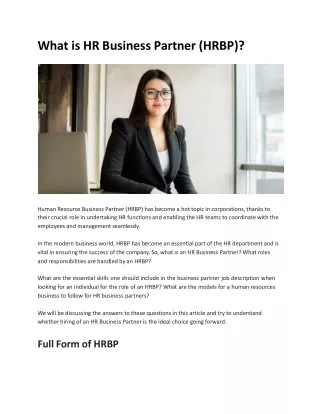 What is HR Business Partner (HRBP)?