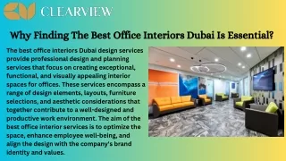 Why Finding The Best Office Interiors Dubai Is Essential