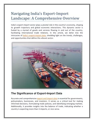 Navigating India's Export-Import Landscape A Comprehensive Overview
