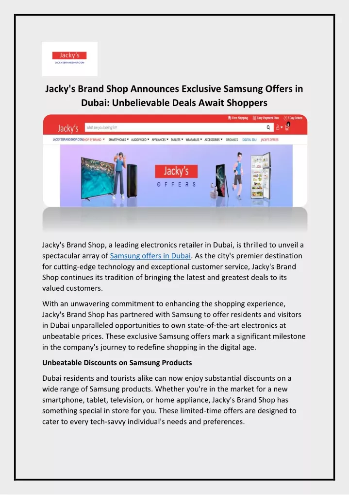 jacky s brand shop announces exclusive samsung