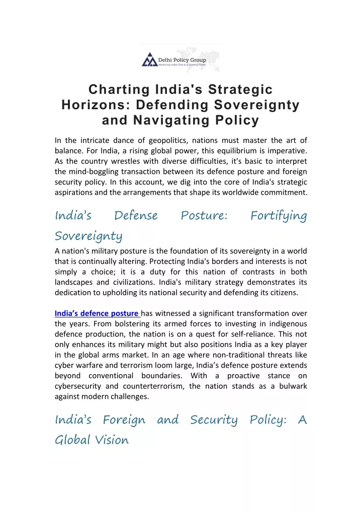 charting india s strategic horizons defending