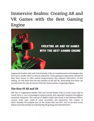 Immersive Realms_ Creating AR and VR Games with the Best Gaming Engine