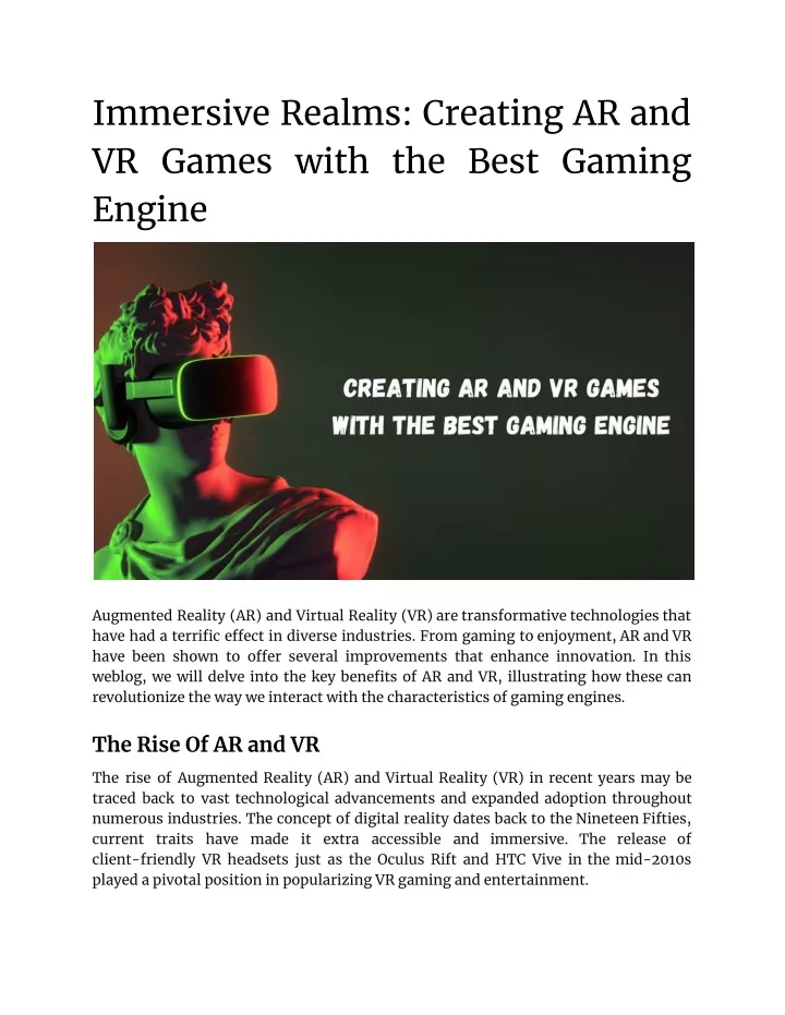 immersive realms creating ar and vr games with