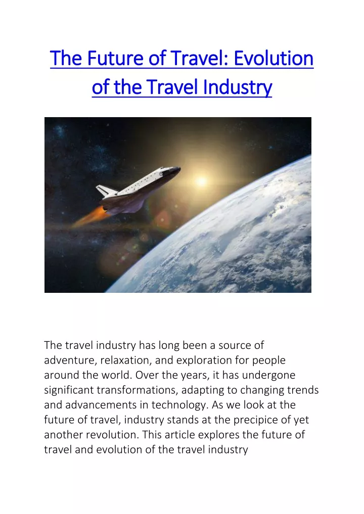 the future of travel evolution the future