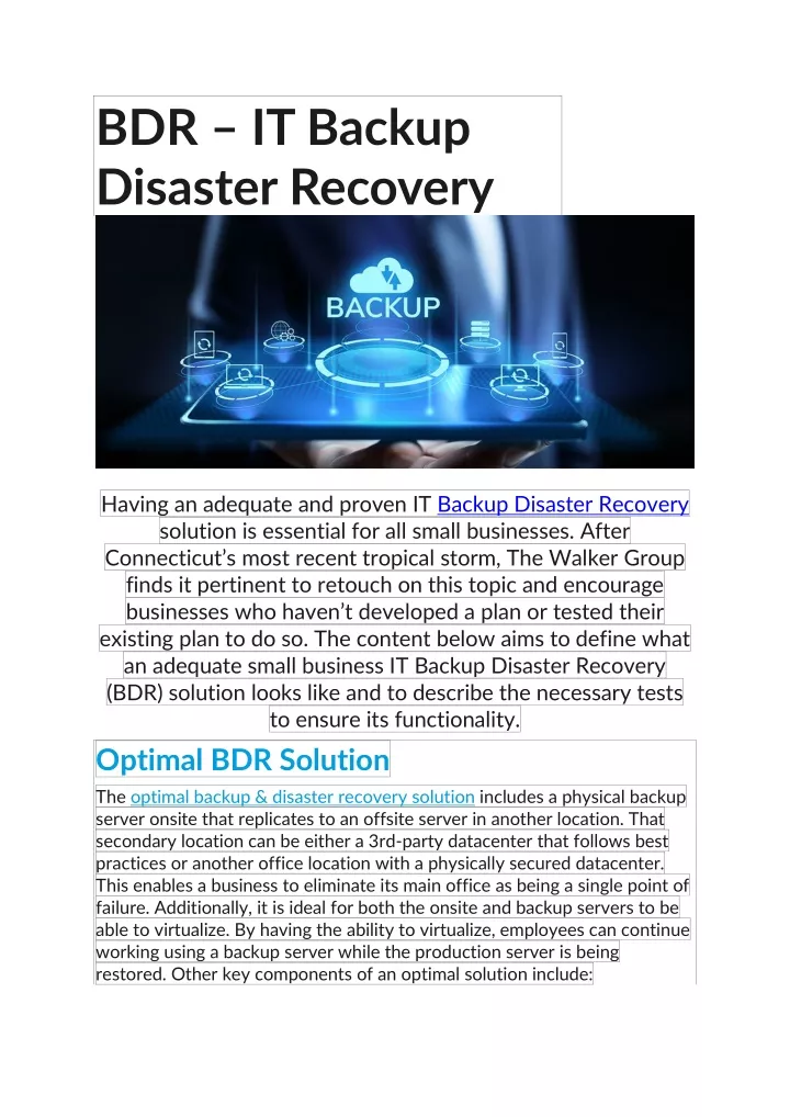 bdr it backup disaster recovery