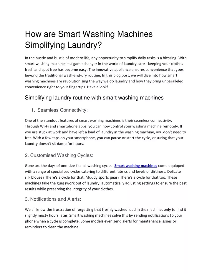 how are smart washing machines simplifying laundry