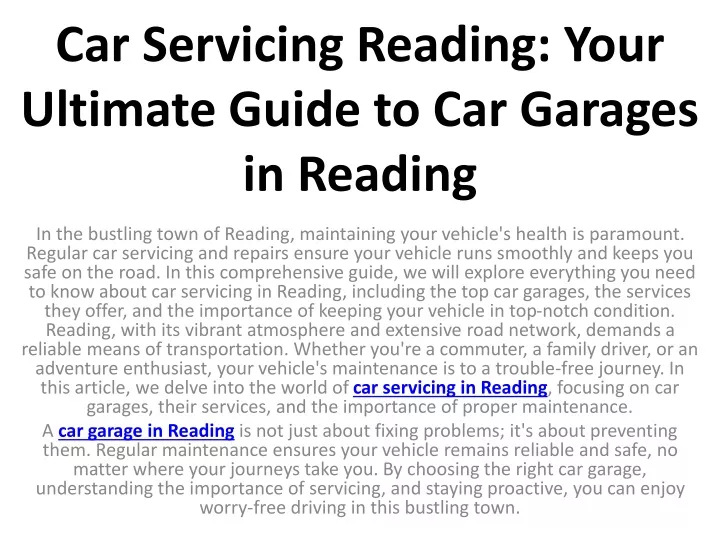 car servicing reading your ultimate guide to car garages in reading