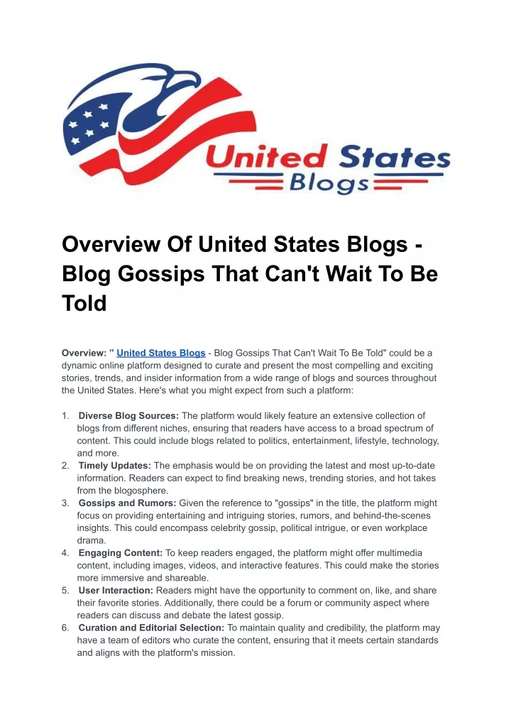 overview of united states blogs blog gossips that