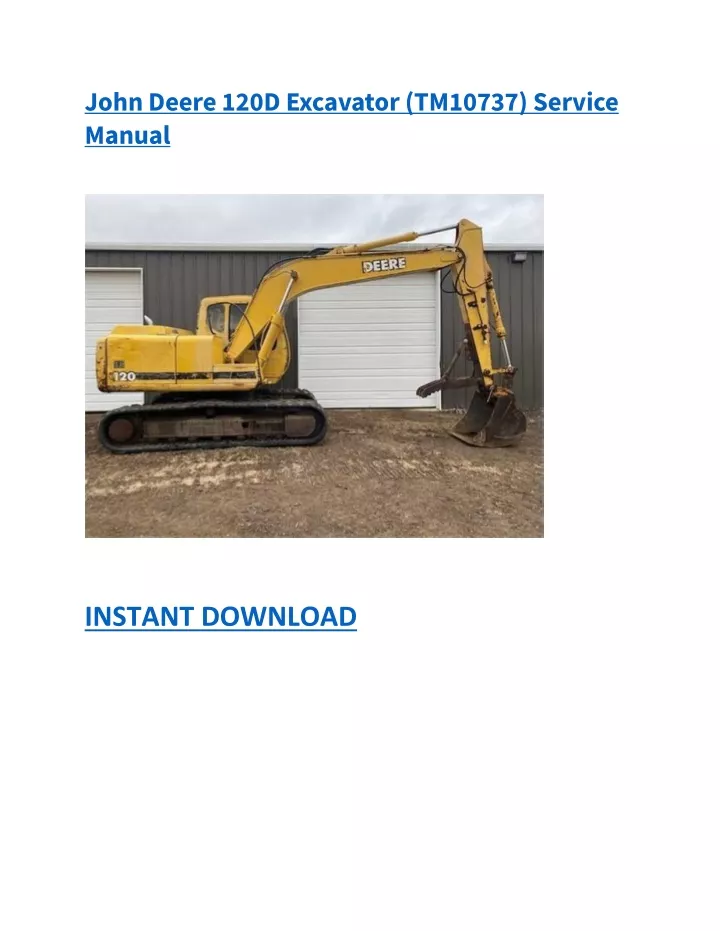 john deere 120d excavator tm10737 service manual