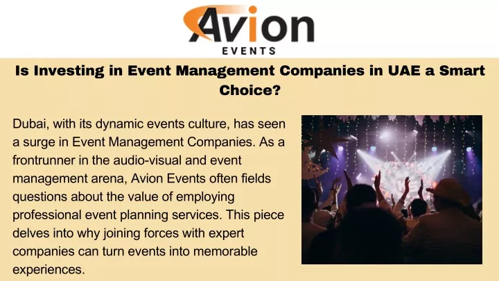 is investing in event management companies