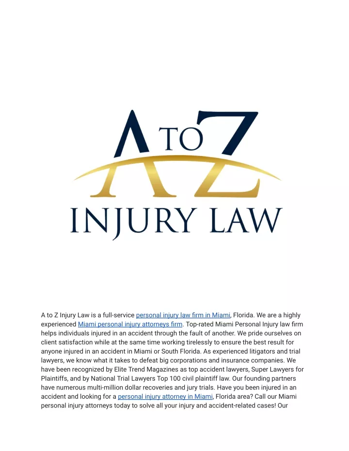 a to z injury law is a full service personal