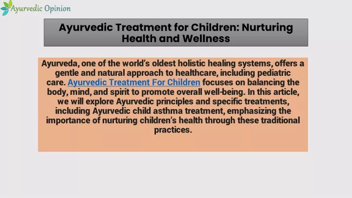 ayurvedic treatment for children nurturing health and wellness