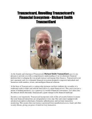 Tranzactcard, Unveiling Tranzactcard's Financial Ecosystem - Richard Smith TranzactCard