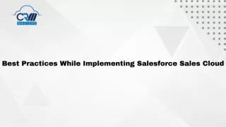 Best Practices While Implementing Salesforce Sales Cloud