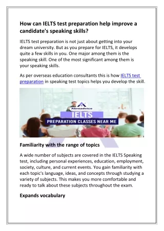 How can IELTS test preparation help improve a candidate's speaking skills?