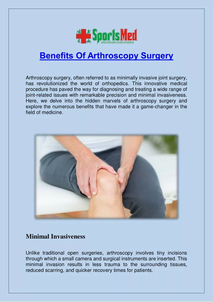 benefits of arthroscopy surgery
