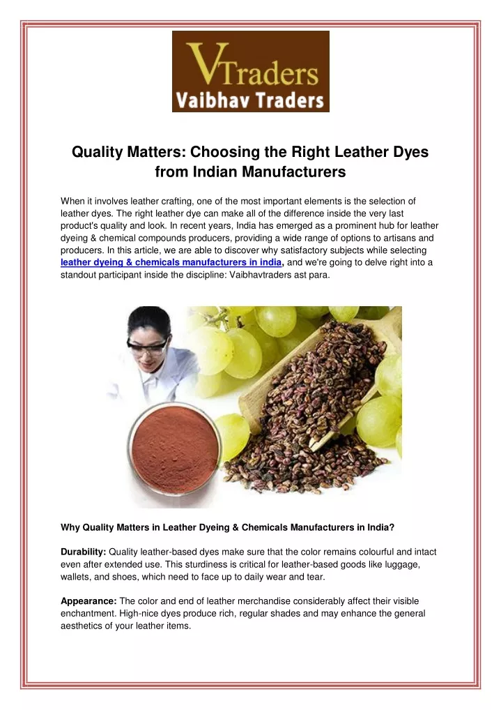 quality matters choosing the right leather dyes